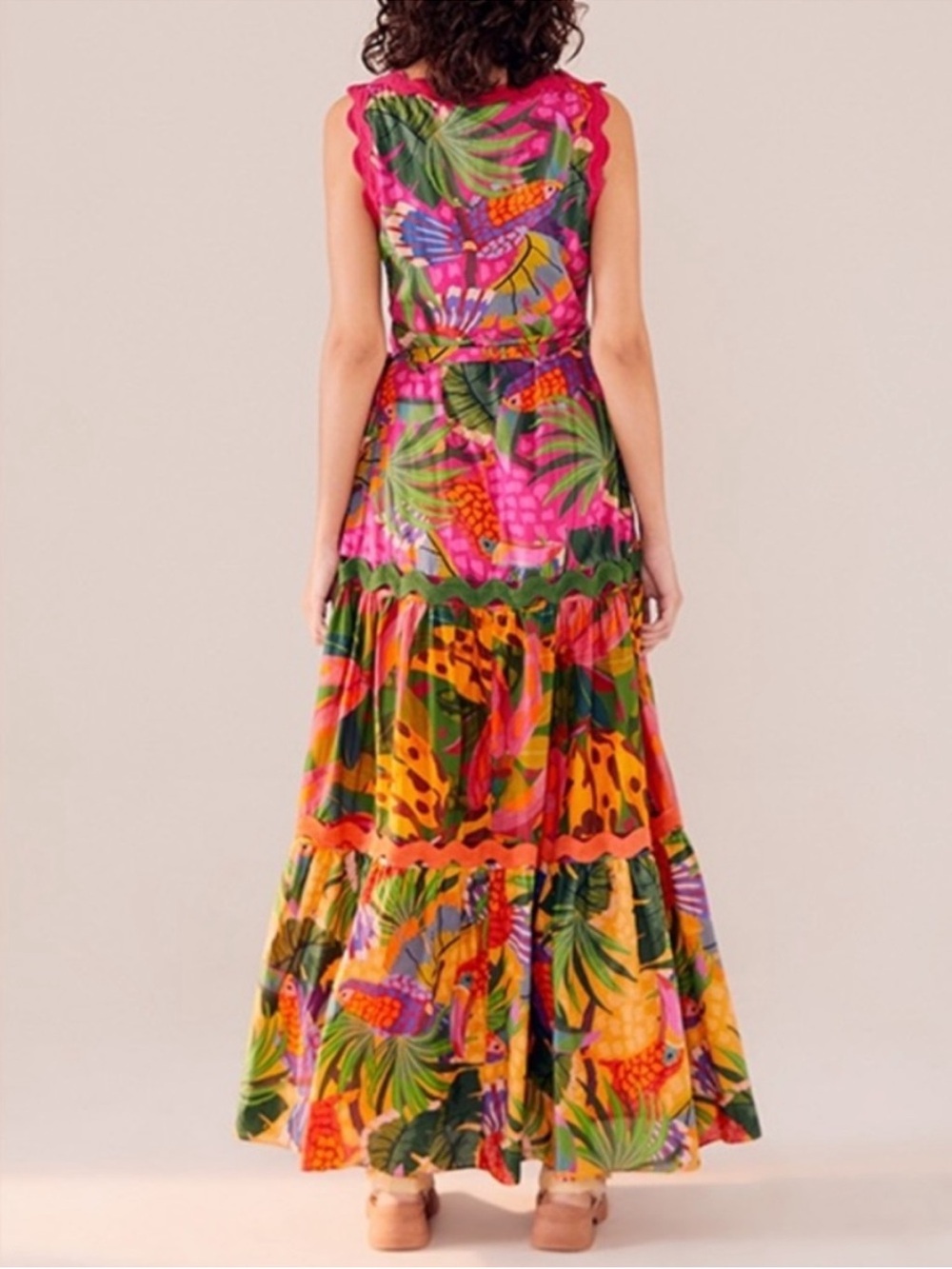 Farm Rio Vibrant Tropical Print Maxi Dress - Pink & Multi - Picture 3 of 5